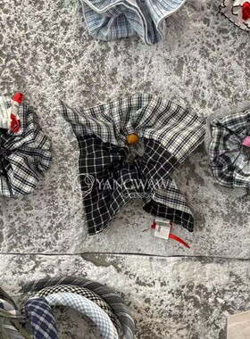 542315韩国东大门Trois de LEI新款格纹拼接色大肠发圈