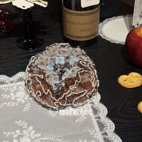 691610韩国东大门Trois de LEI 新款高级感简约多层蕾丝拼接发圈
