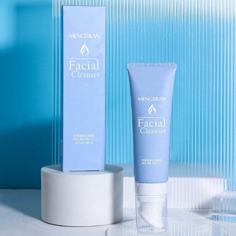 梦希蓝小蓝管美白洁面乳120g保湿深层清洁硅胶按摩刷头洗面奶