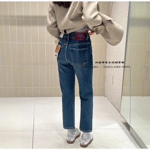 代嘉儿加厚加绒法棍牛仔裤女士冬季保暖显瘦直筒九分烟管裤98083