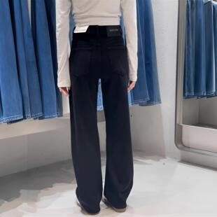 代嘉儿daiclaire牛仔裤女B9286-2春季百搭显瘦黑色窄版拖地阔腿裤