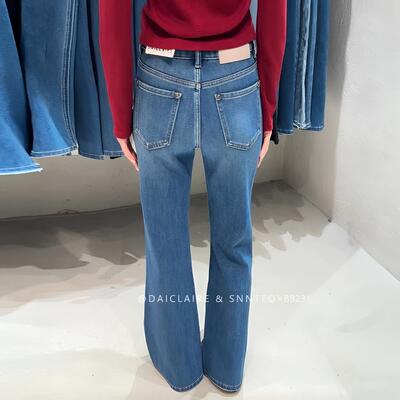 代嘉儿B9231微喇牛仔裤女2026春款开叉喇叭裤显瘦高腰弹力拖地裤