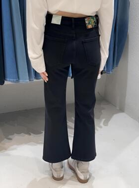 代嘉儿微喇牛仔裤女韩版春季森调88335四面弹显瘦黑色九分喇叭裤