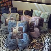 出口美国马卡龙双层羊羔绒毛毯加厚单双人盖毯珊瑚绒毯子床单