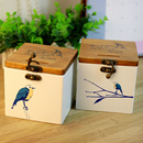 创意储物盒存钱庄储蓄罐桌面储物盒学生礼物 ZAKKA木质蓝鸟存钱罐