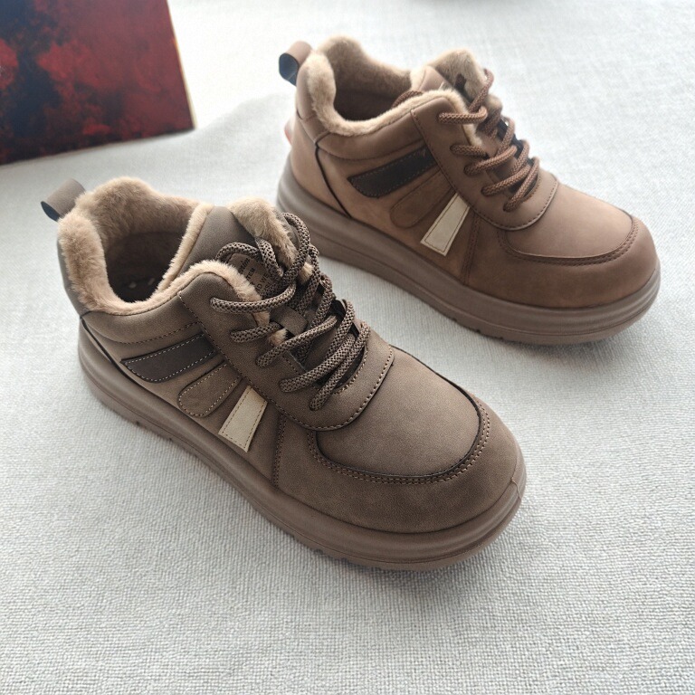 防水保暖老北京布鞋时尚复古棉鞋加绒保暖厚底板鞋女鞋25冬季新品