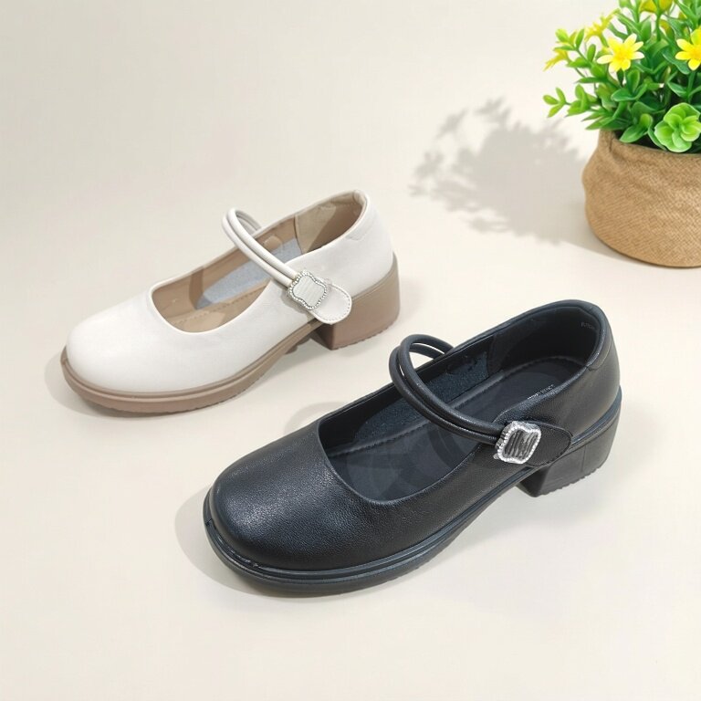 新品单鞋女不累脚妈妈鞋中跟显瘦舒适圆头中年女鞋舒适百搭工作鞋