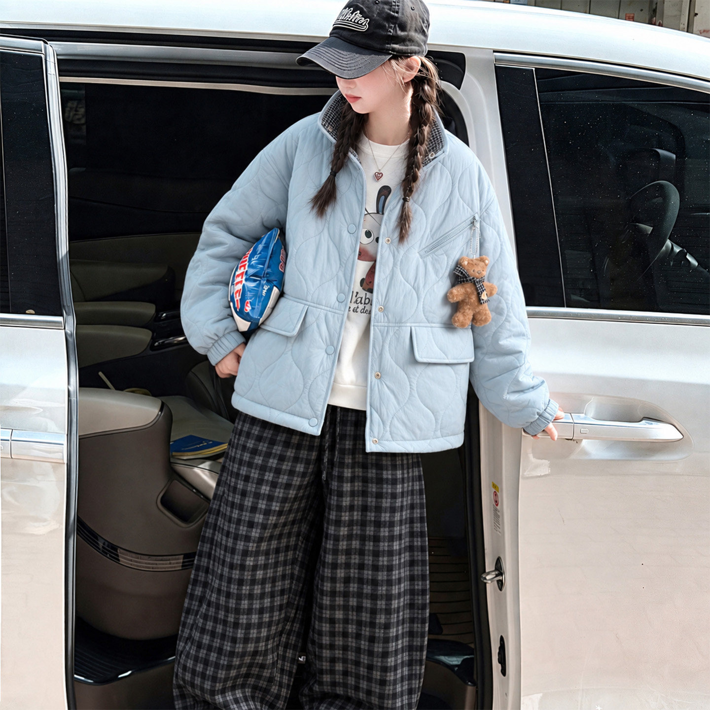 女童加厚保暖双面穿短款棉服