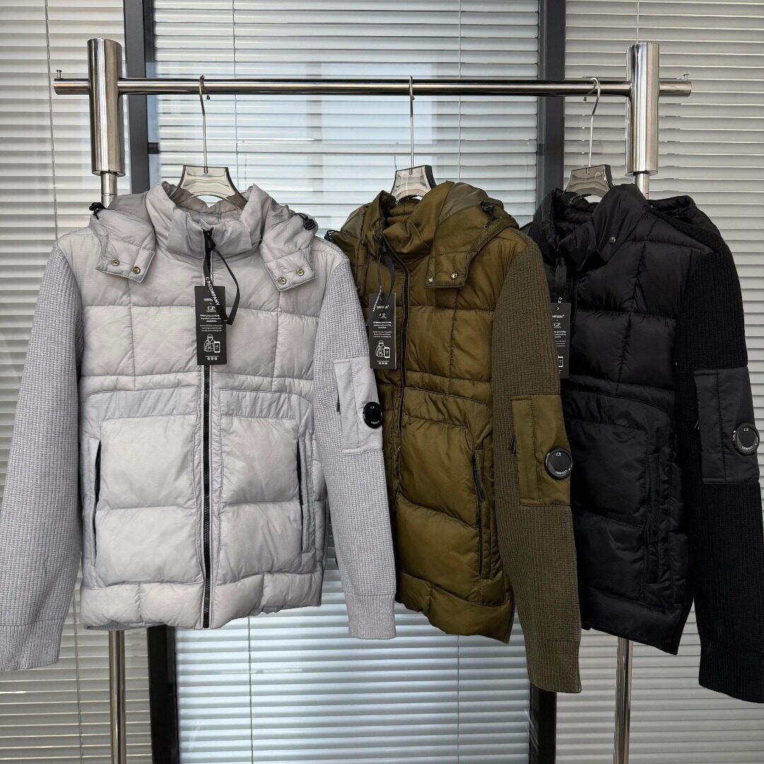 CP工装拼接连帽风衣男女中长款绗缝棉服针织袖秋冬潮外套Company