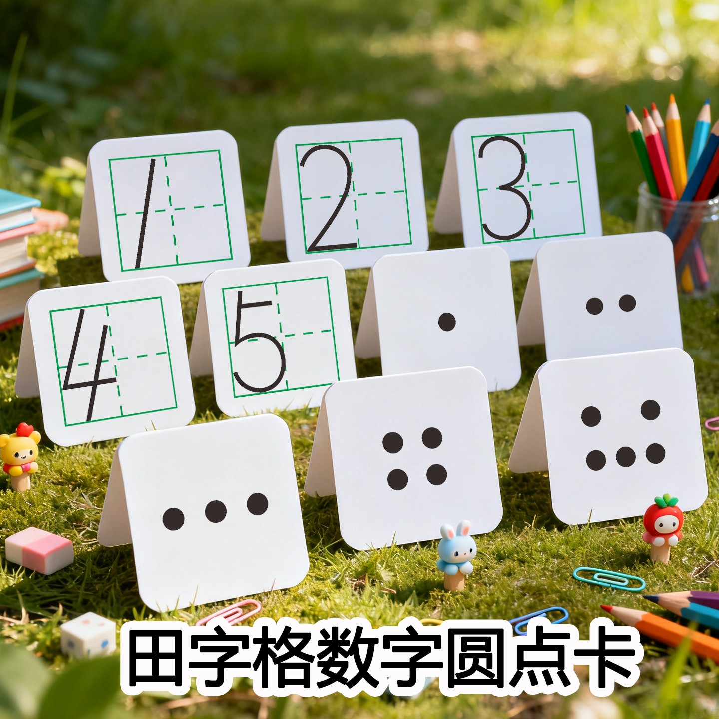 幼儿园小学生田字格数字圆点卡片