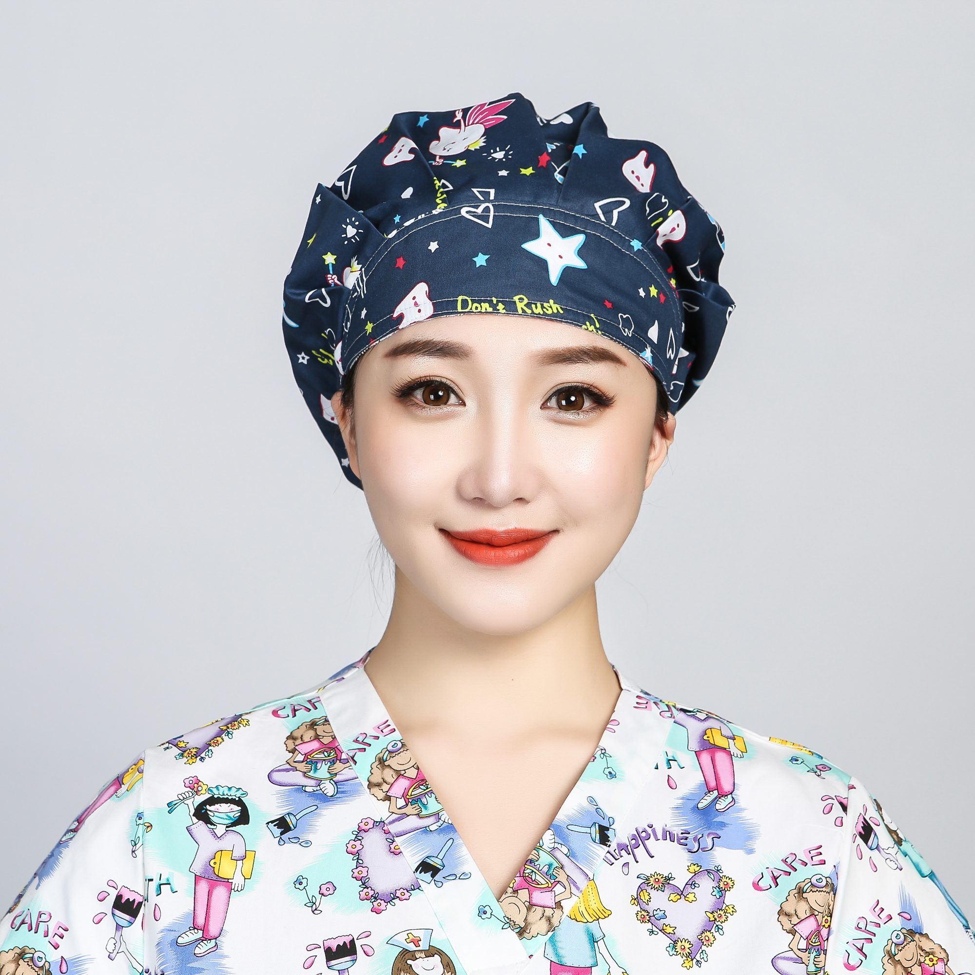 韩版厨师帽纯棉厨房帽子女家用做饭防油烟食品工作帽子烘焙蛋糕帽