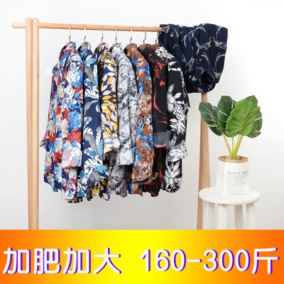 夏威夷沙滩大码复古痞帅胖子衬衣