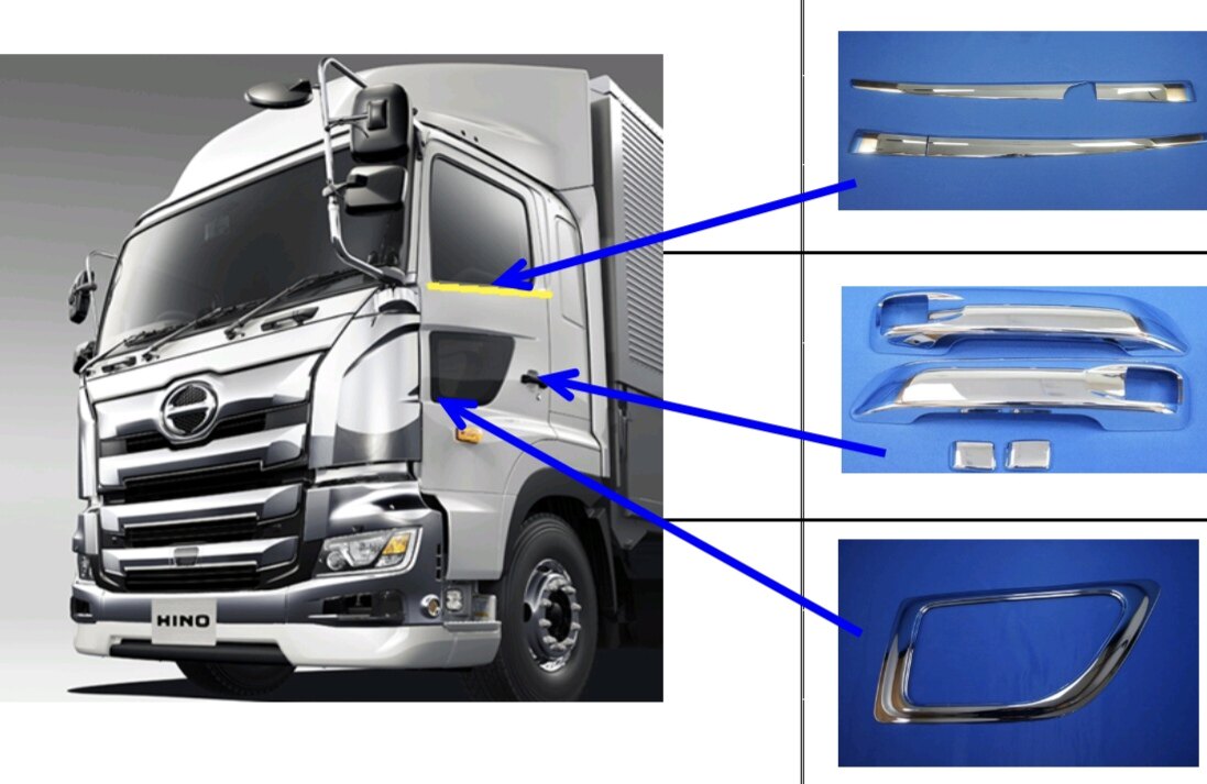 새로운 HINO 전기 도금 수정 외관 액세서리에 적합 HINO NEW 700 장식 앞 범퍼 헤드 라이트 프레임 업그레이드