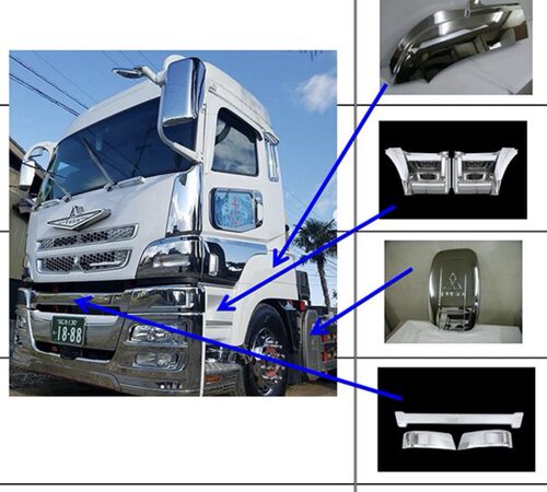 适用于三菱CANTER FUSO F380 350 355 FM F420电镀保险杠中网改装