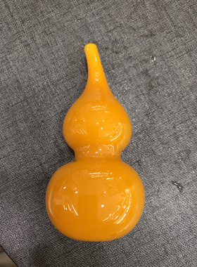 博山琉璃鸡油黄葫芦把玩件福禄伴手礼纯手工吉祥物办公桌摆件招财