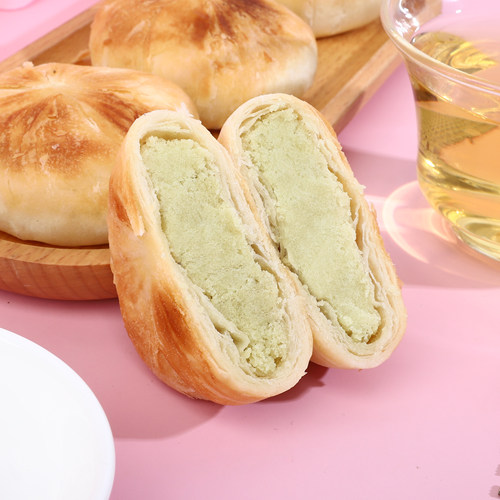 绿豆馅饼酥皮点心传统手工糕点