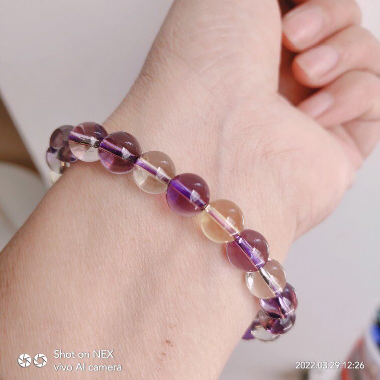 天然紫黄晶圆珠手链8mm