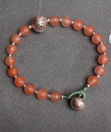 南红玛瑙加紫冰银配件手链 7MM可根据喜好搭配定制