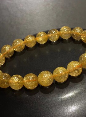 补土五行石财富之石缺土者佩戴巴西金发晶手链10MM