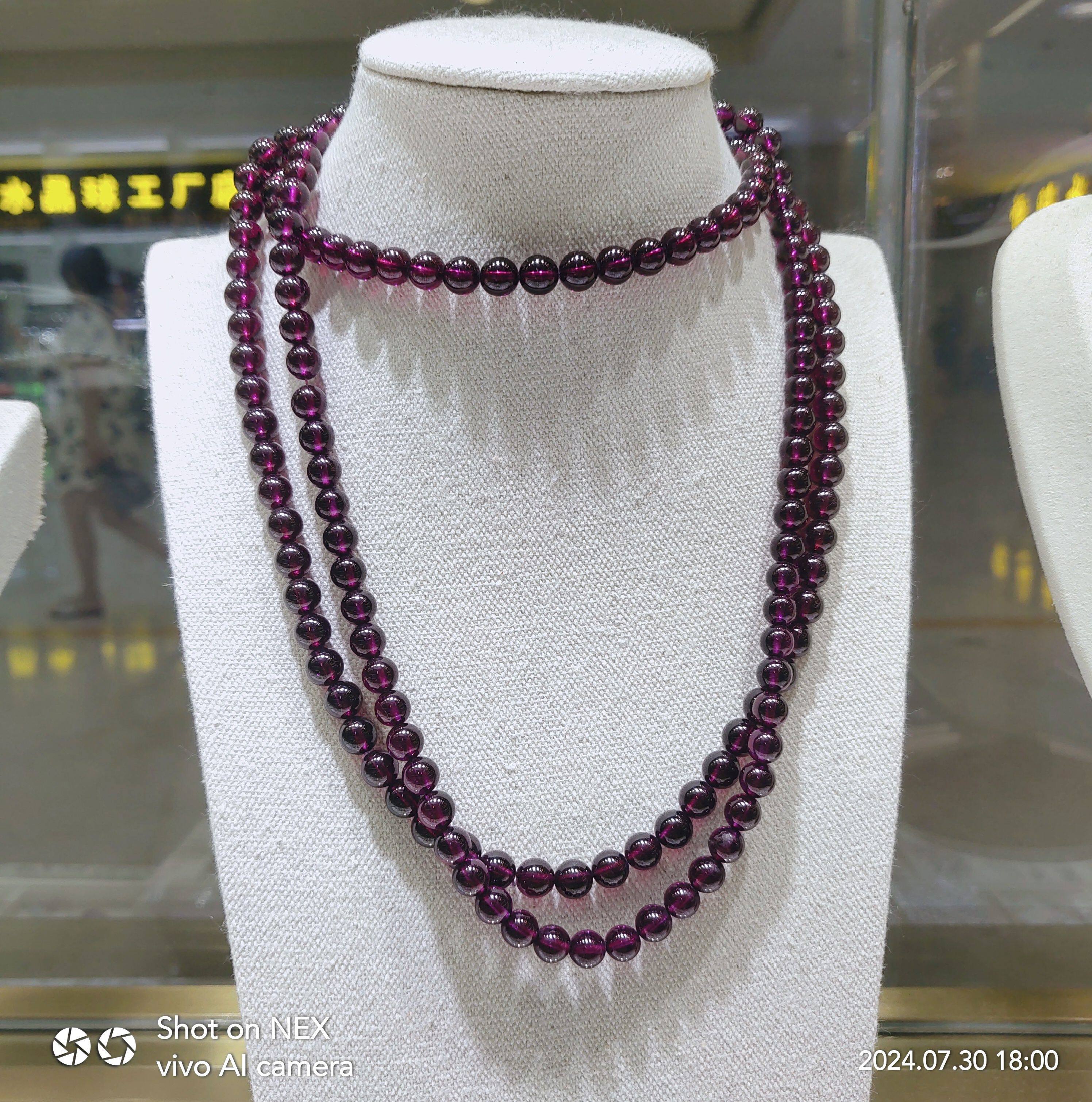 东海水晶天然紫牙乌石榴石项链多圈女款水晶饰品礼物送证书