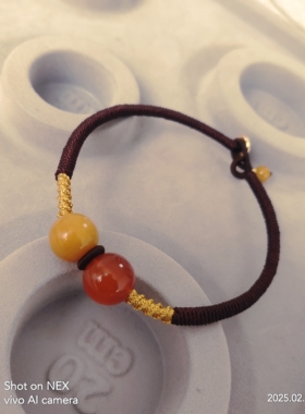 东海水晶补金补土补火手链手工编织金刚结龙柱结红玛瑙黄龙玉