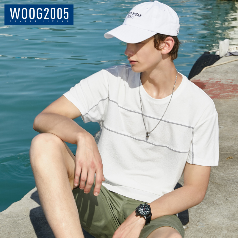 WOOG2005°×ɫԲÁìÂä¼ç¿íËɰëÐäÌåÐô 2018Ïļ¾¼òÔ¼ÏßÌõÄÐÊ¿¶ÌÐätÐô