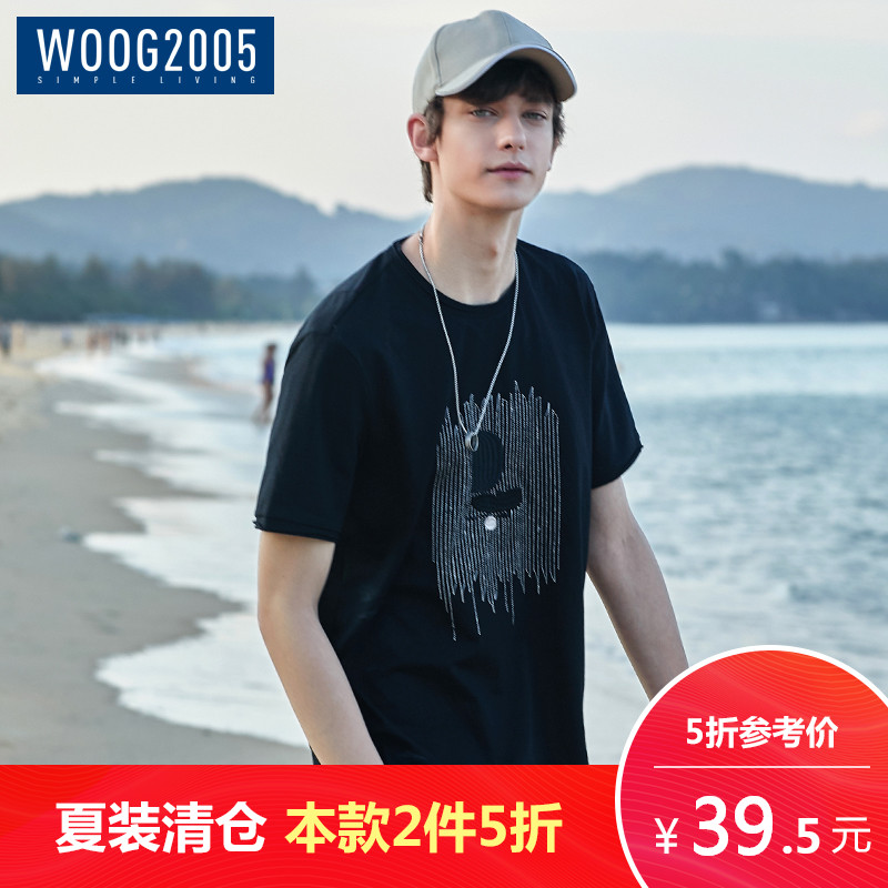 WOOG2005ÄÐʿԲÁìºÚÉ«¶ÌÐäTÐô 2018Ïļ¾Ð¿î´ÌÐåͼ°¸°ë½ØÐäÌåÐôÄÐ