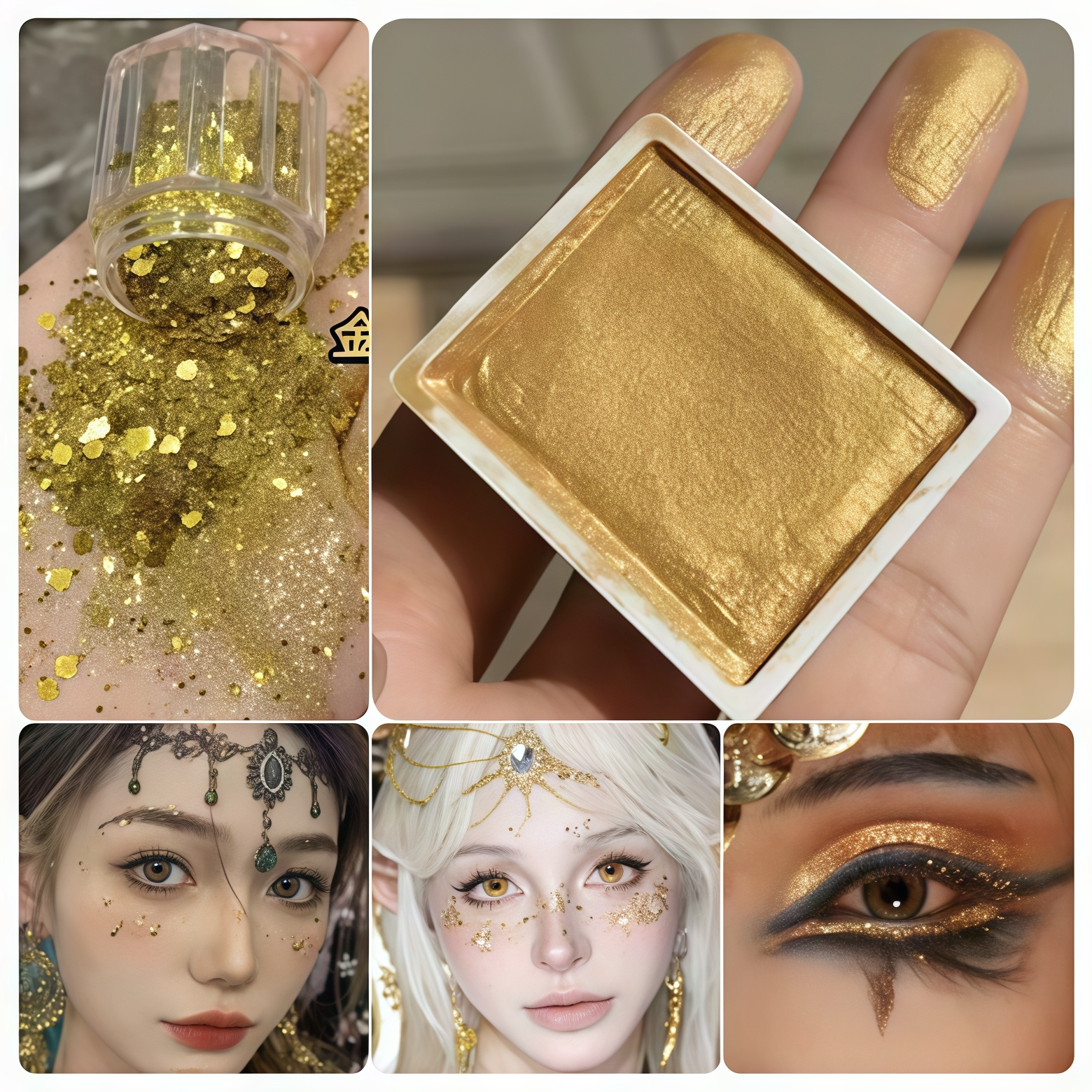 舞台妆爆闪金色眼影亮粉眼影闪粉超闪舞蹈表演出珠光彩绘膏截断