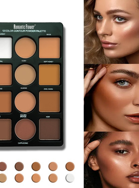 12色专业修容盘粉饼化妆遮瑕高光提亮立体哑光阴影鼻影侧影拉丁舞