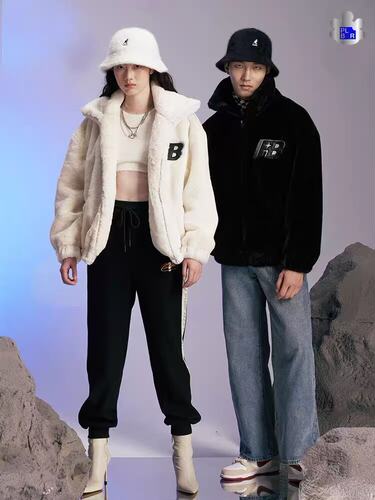 【唐九洲同款】PLBR仿獭兔毛皮草宽松短款情侣毛毛外套仿兔毛外套