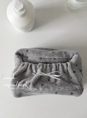 原创niamh粉色波点韩国进口面料可爱韩系化妆包收纳包居家包包