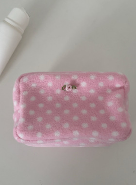 原创niamh粉色波点韩国进口面料可爱韩系化妆包收纳包居家包包