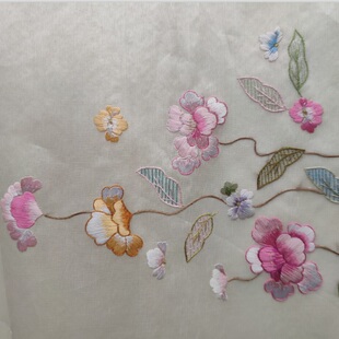 精美真丝纱手绣布料 旗袍中式服装刺绣面料3 多种花型随时更