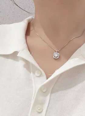 S999纯银小方糖项链女轻奢高级感气质配饰韩系ins百搭足银锁骨链
