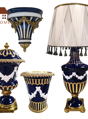 美式风陶瓷客厅玄关摆件别墅台灯