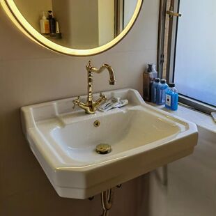 小洋楼法式复古陶瓷洗脸盆挂墙式洗脸卫生间洗漱台洗手池面盆别墅