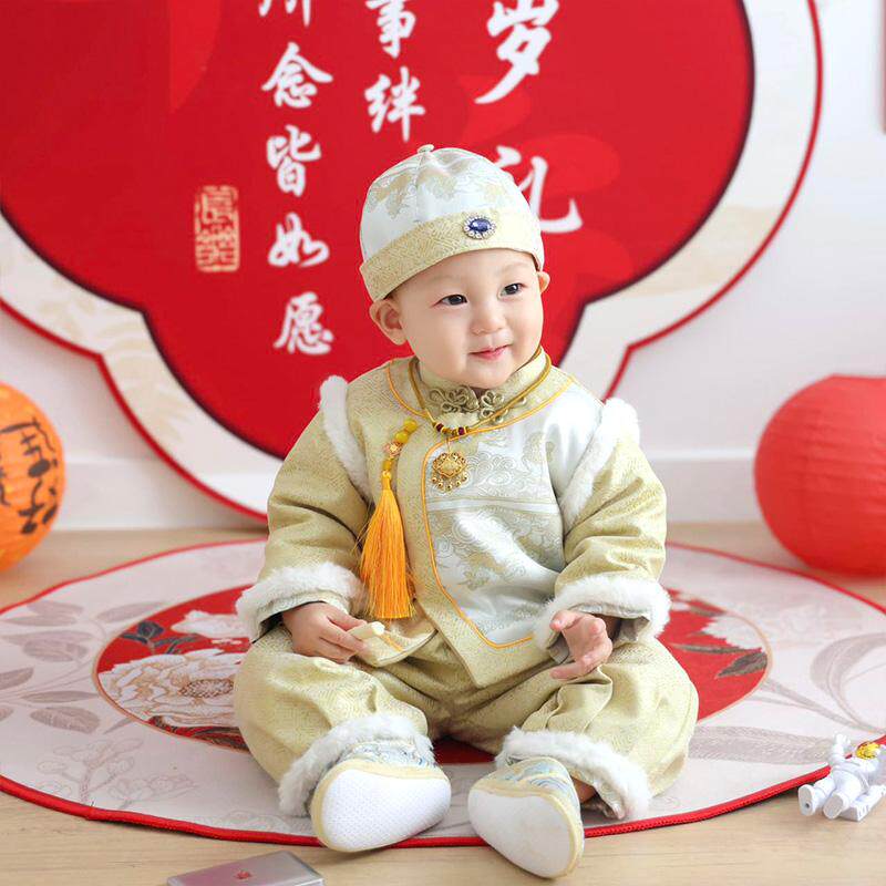 周岁礼服男宝宝秋冬加棉拜年服