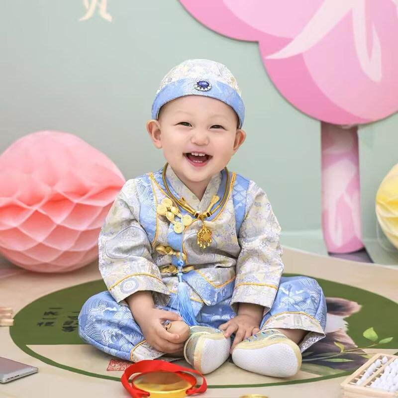 周岁礼服长袖唐装抓周男宝宝春秋