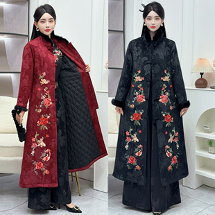 棉大衣唐装 民族风雪尼尔刺绣花加厚大码 外套 新中式 2024秋冬新款