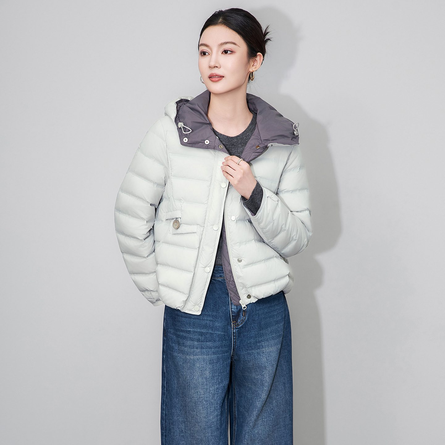 RMO&JUL休闲连帽90白鸭绒短款羽绒服防风保暖棉服外套罗家女装冬