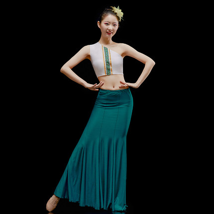 傣族舞蹈儿演出服表演服童傣族舞蹈服女舞裙孔雀舞鱼尾裙艺考服装