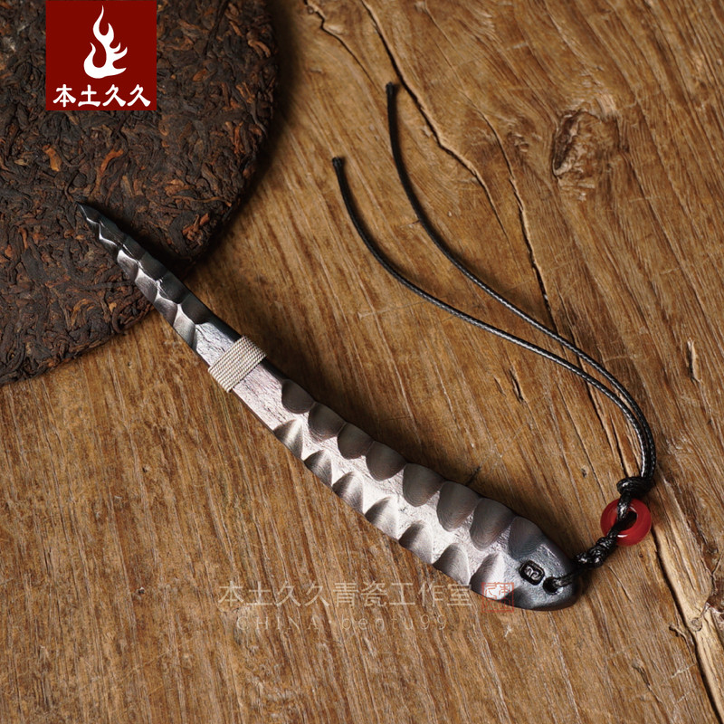 剑村胡小军 纯手工百炼钢折叠锻打茶刀 普洱茶针撬茶工具茶道零配