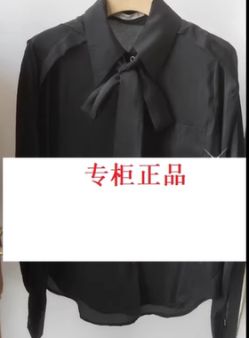 曼娅奴2023年秋款新品翻领蝴蝶结衬衫上衣女宽松款MN32AC065
