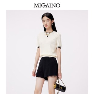 气质高级感白色上衣短款 新款 MO14KW609 2024夏季 曼娅奴套头针织衫