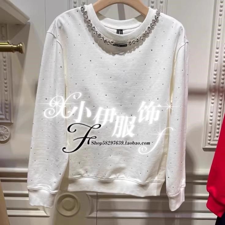 曼娅奴正品2023年冬装新款钉钻休闲简约卫衣上衣女MO12QC001
