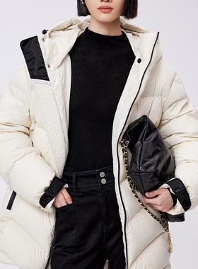 曼娅奴女装羽绒服女2023秋冬新款白色保暖时尚外套MN42IB014