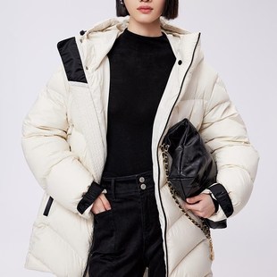 外套MN42IB014 白色保暖时尚 曼娅奴女装 羽绒服女2023秋冬新款