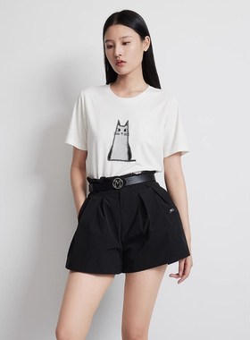 女装2025夏季新款猫咪刺绣圆领短袖百搭T恤上衣MP14RA604
