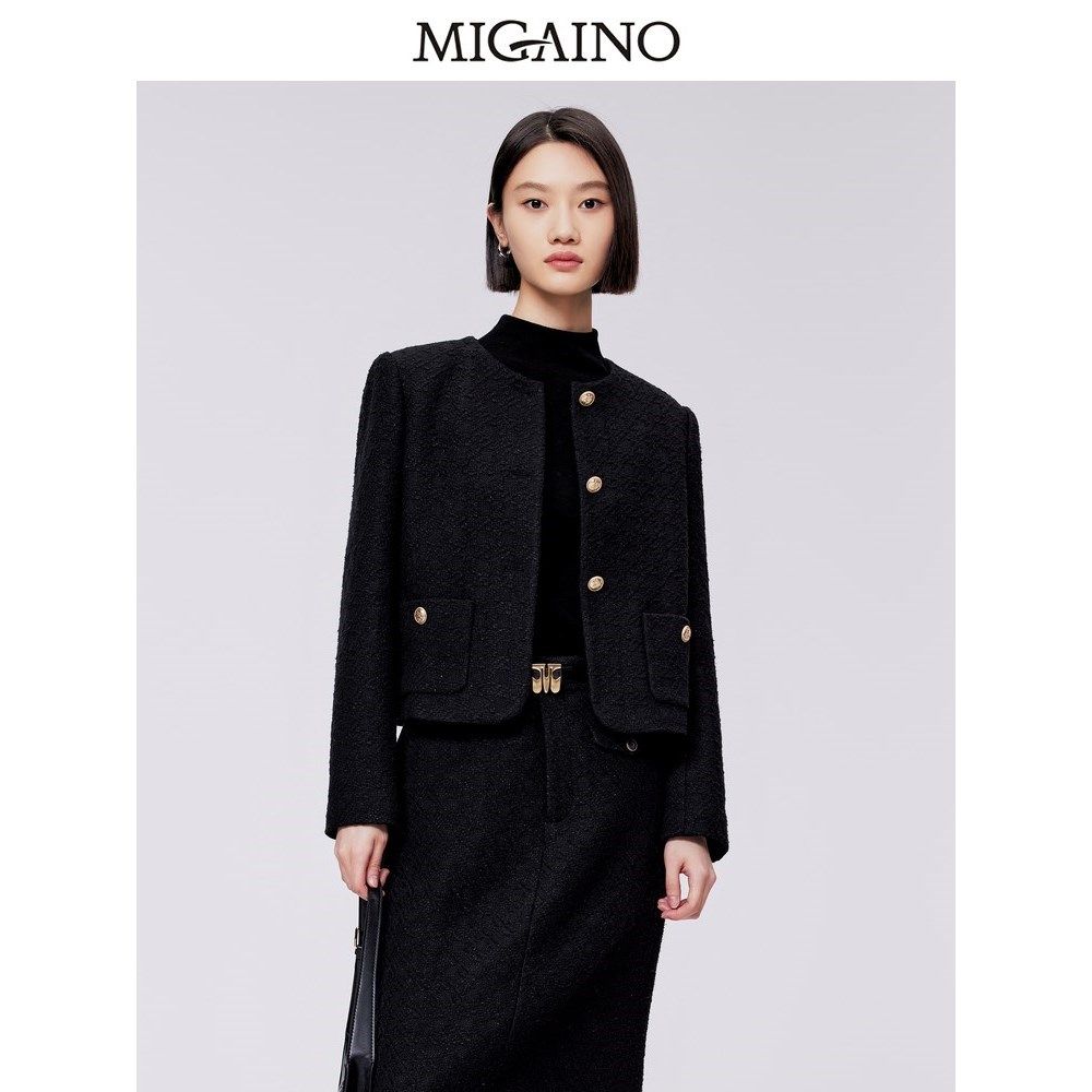 曼娅奴短外套2023年秋冬新款小香风通勤百搭上衣女MN42SG062,女装/女士精品,短外套,淘宝优惠券,粉丝福利购,淘宝优惠卷