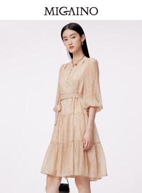 曼娅奴碎花连衣裙女2024春夏新款气质显瘦小个子A字短裙MO14DC620